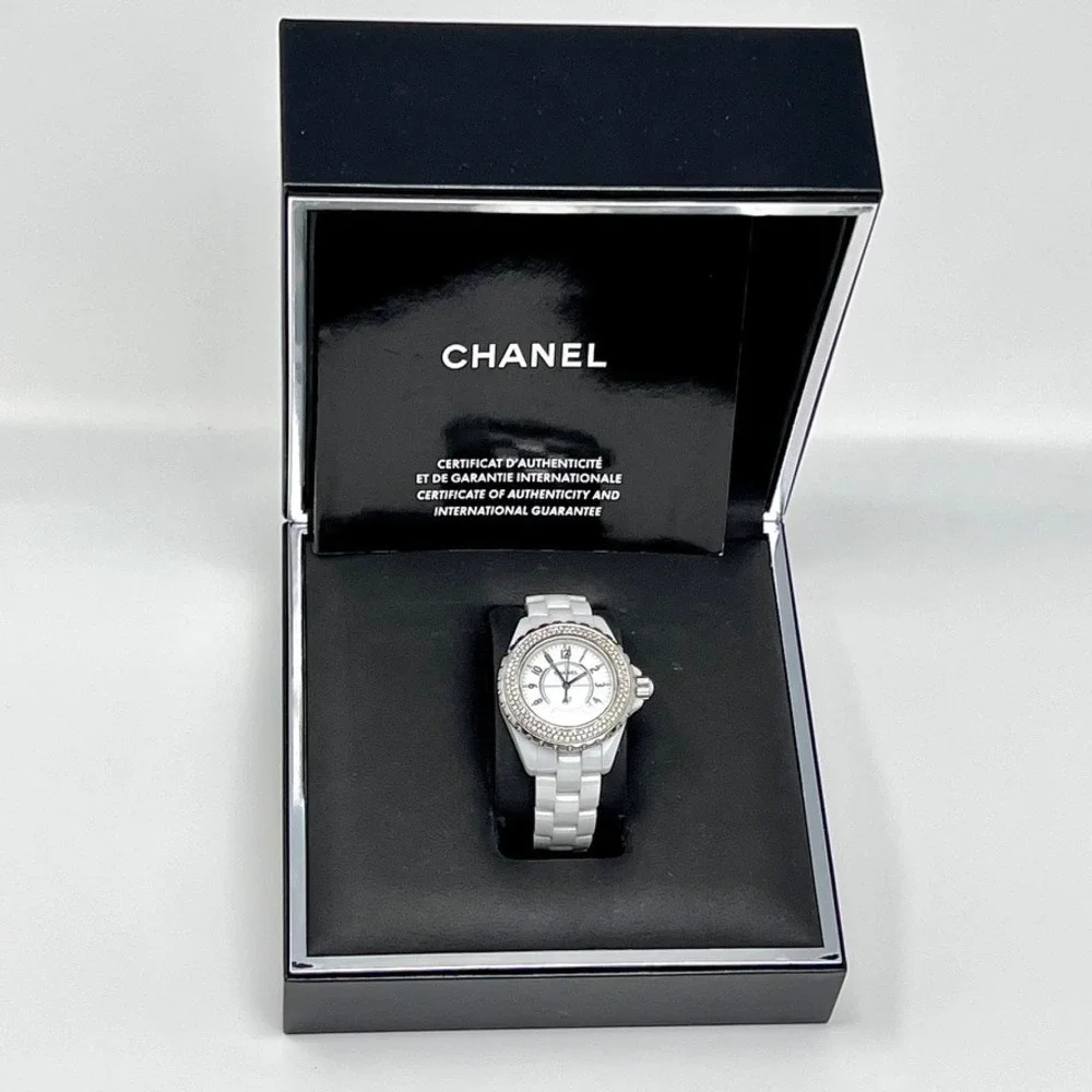 Chanel J12 White Ceramic Diamond Bezel‎ Watch Swiss Made H0968 H0967